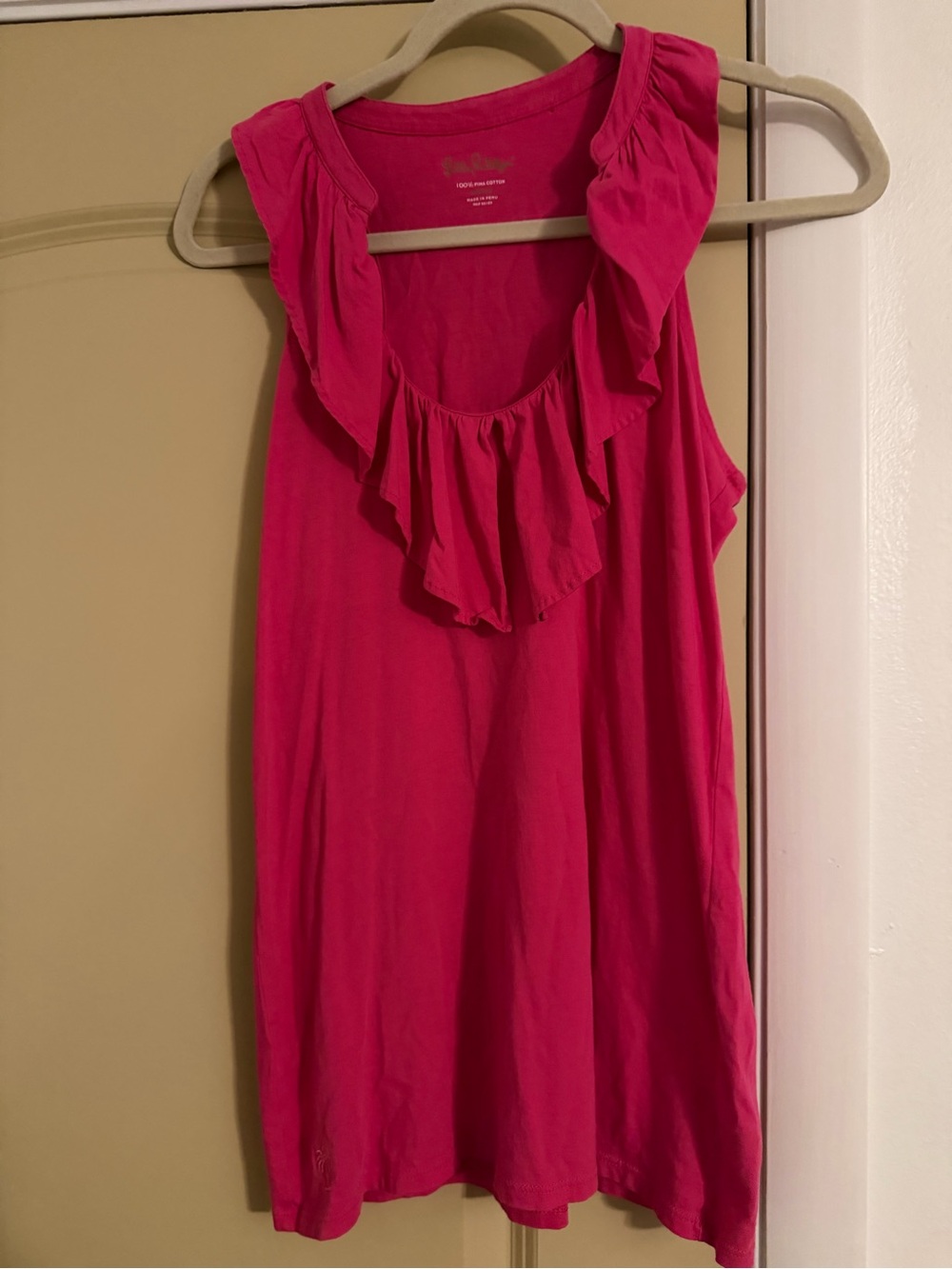 Lilly Pulitzer Hot Pink Ruffle Tank